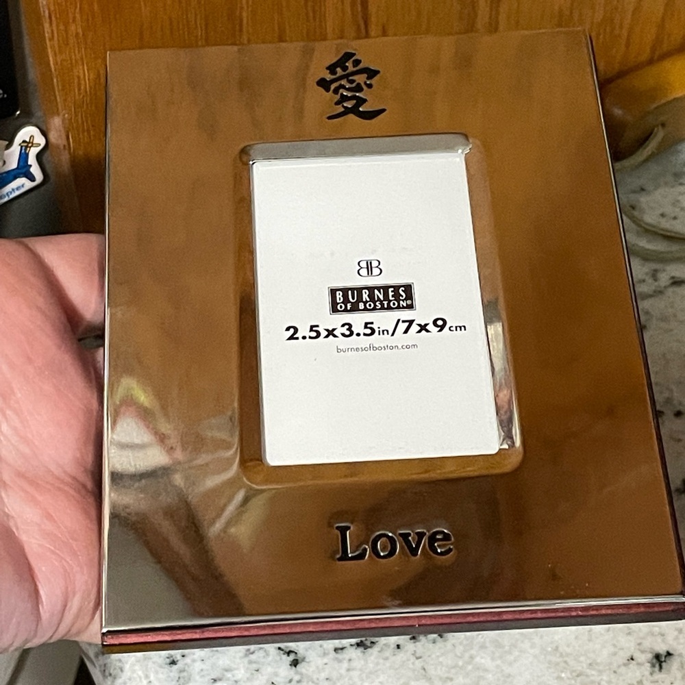 Silver love frame wallet sized Burnes of Boston vintage